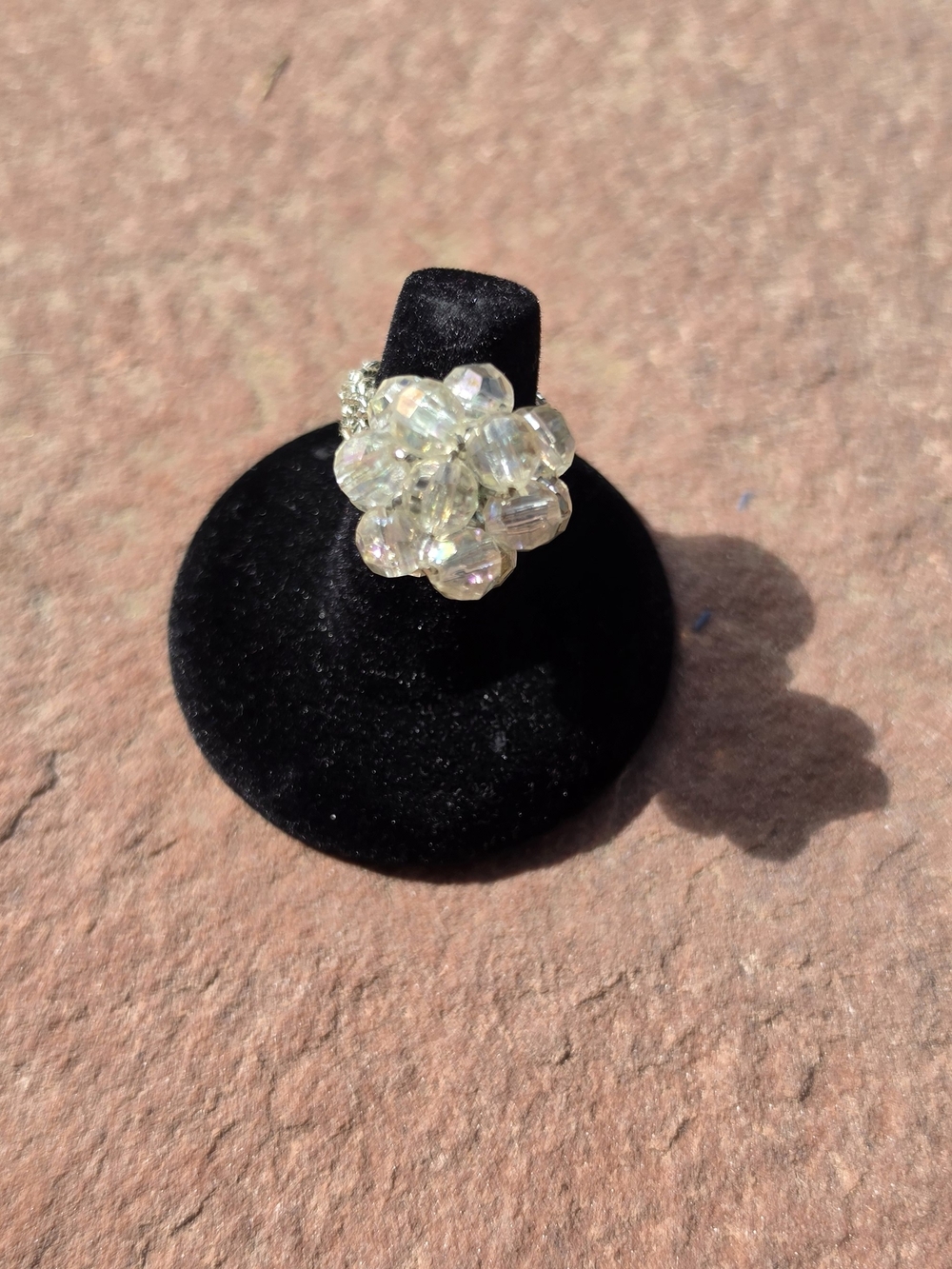 Crystal Cluster Statement Ring - Clear Iridescent